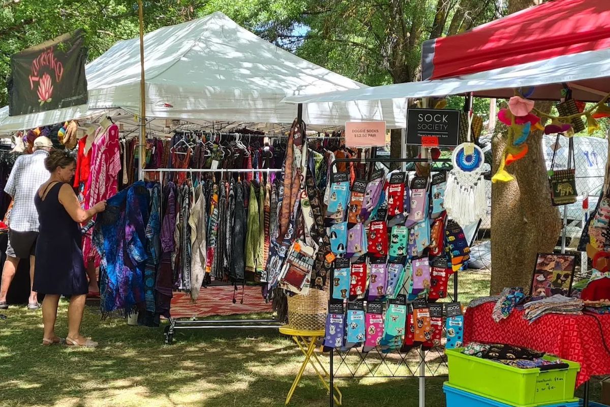 Stalls at the Milton Village Showground Markets