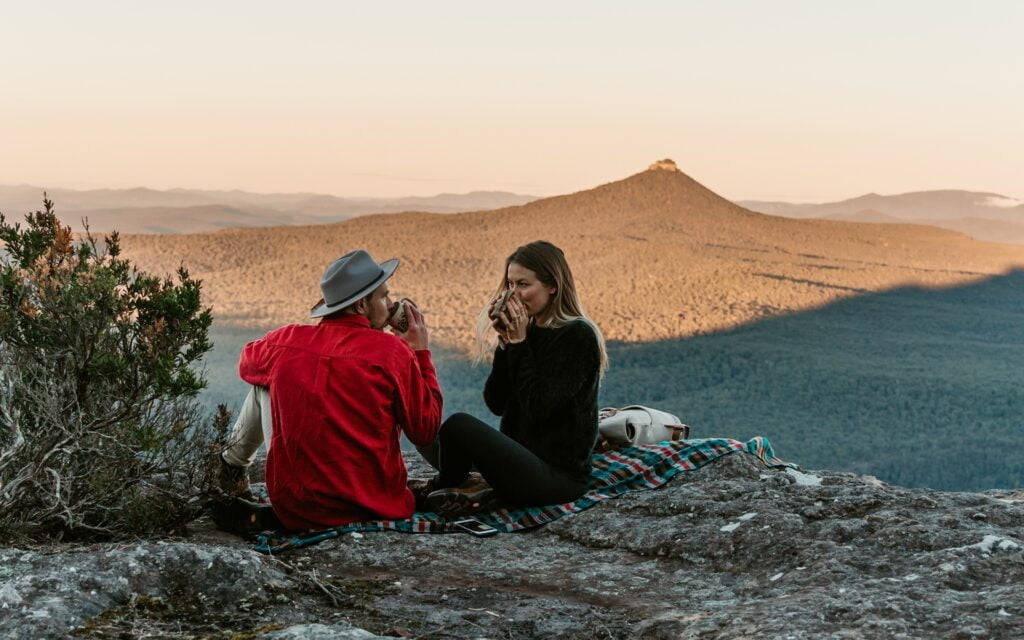 Two people enjoying the view at Florence Head walk near Milton